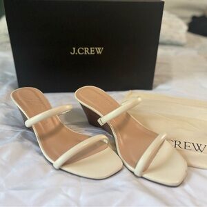 J. Crew Classic Cream Wedge Sandals - NEW IN BOX